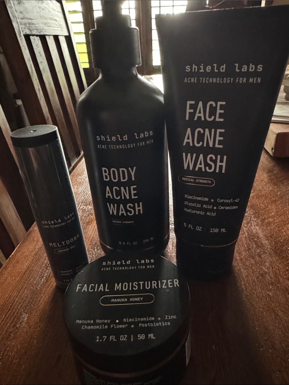 Shield Labs Men's Face + Body Acne Wash Set in Black
